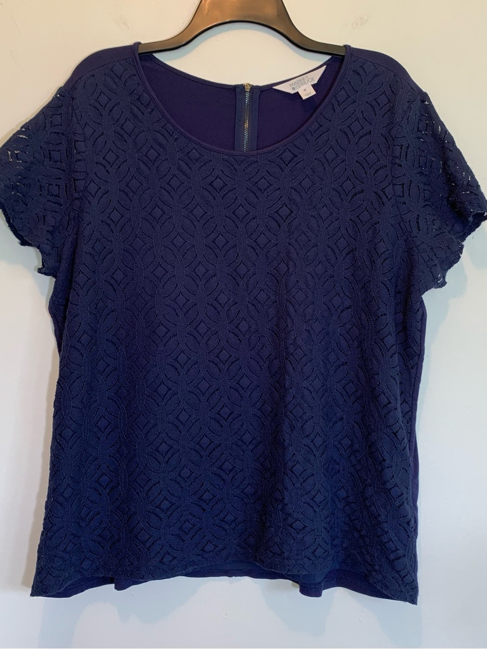 Market & Spruce Hans Crochet Navy Blue Top XXL